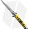 SKM 9" Italian Stiletto Automatic Knife Killer Bee Acrylic (4" Satin Bayonet)