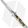 SKM 9" Italian Stiletto Automatic Knife Mosaic Acrylic (4" Satin Bayonet) BMM