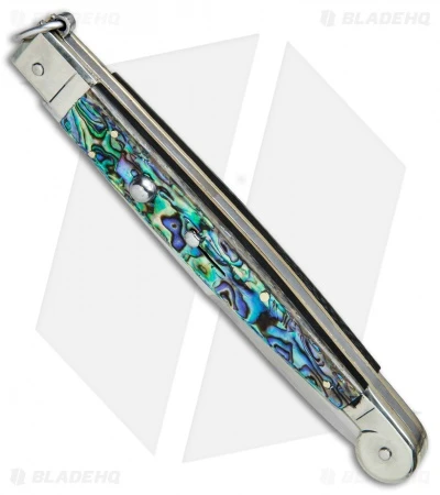 AGA Campolin 9" Sicilian Ring Pull Automatic Knife Abalone (5.5" Satin Bayo) - Image 2