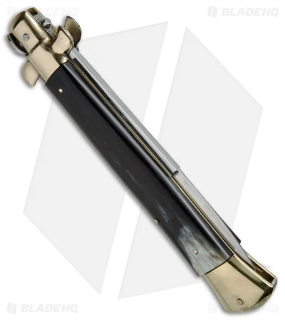 AGA Campolin 15" Automatic Italian Stiletto Knife Brazil Horn (7" Satin Bayo) - Image 3