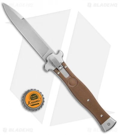 AGA Campolin Zero Italian Leverlock Automatic Knife Brown G-10 (3.75" Satin) - Image 4