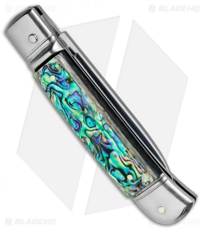 AKC Classic 8" Lever Lock Automatic Italian Knife Abalone (3.2" Polish Flat) - Image 3