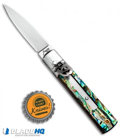 AKC Classic 6" Lever Lock Automatic Italian Knife Abalone (2.25" Satin) - Image 4