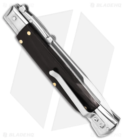 AKC Swinguard 9" Automatic Italian Stiletto Ebony (4" Satin Bayonet) - Image 3