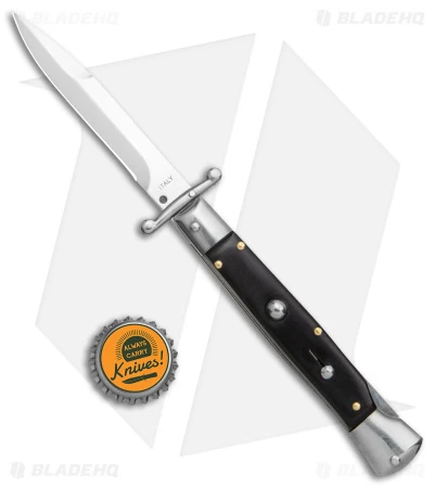 AKC Swinguard 9" Automatic Italian Stiletto Ebony (4" Satin Bayonet) - Image 4