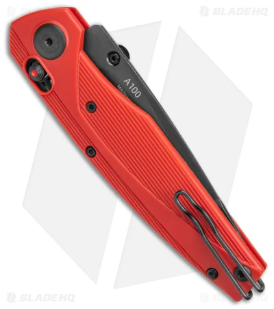 Acta Non Verba A100 MagnaCut A-Lock Knife Red FRN/Black (3.5" Black DLC) ANV - Image 3