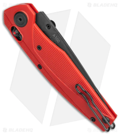Acta Non Verba A100 A-Lock Knife Red FRN (3.5" Black DLC ELMAX) - Image 3