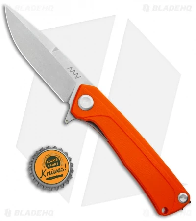 Acta Non Verba Knives Z100 Liner Lock Knife Orange G-10 (3.5" Stonewash) - Image 5