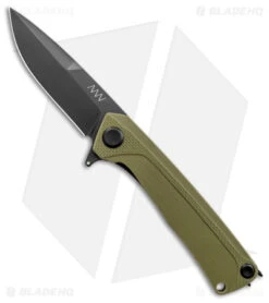 Acta Non Verba Knives Z100 Liner Lock Knife Olive G-10 (3.5" DLC)