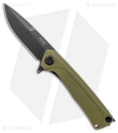 Acta Non Verba Knives Z100 Liner Lock Knife Olive G-10 (3.5" DLC)