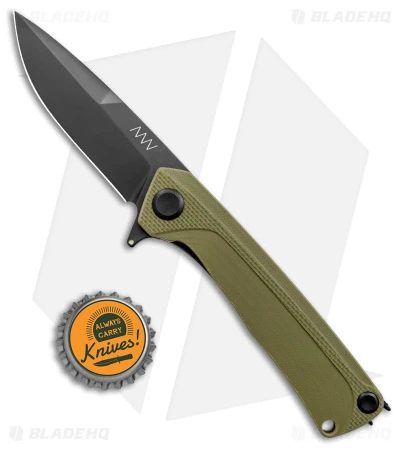 Acta Non Verba Knives Z100 Liner Lock Knife Olive G-10 (3.5" DLC) - Image 4