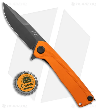 Acta Non Verba Knives Z100 Liner Lock Knife Orange G-10 (3.5" Black DLC) - Image 4