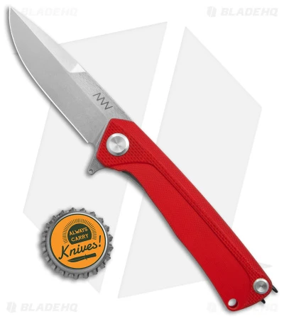 Acta Non Verba Knives Z100 Liner Lock Knife Red G-10 (3.5" Stonewash) - Image 4