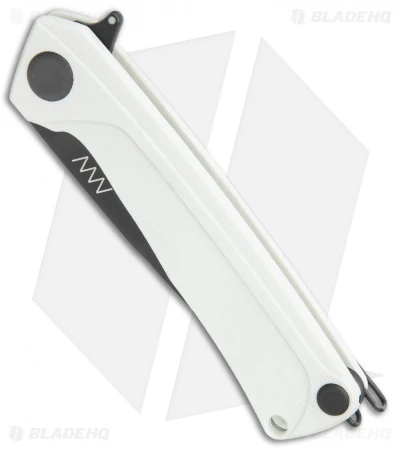 Acta Non Verba Knives Z100 Liner Lock Knife White G-10 (3.5" Black DLC) - Image 2