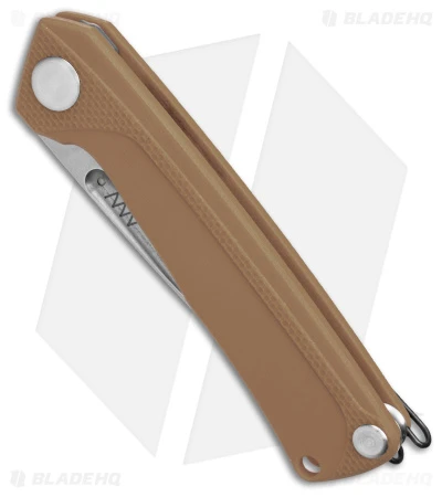 Acta Non Verba Knives Z200 Liner Lock Knife Brown G-10 (3.5" Stonewash) - Image 2