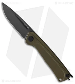 Acta Non Verba Knives Z200 Liner Lock Knife Olive G-10 (3.5" DLC Black)