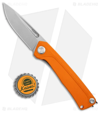Acta Non Verba Knives Z200 Liner Lock Knife Orange G-10 (3.5" Stonewash) - Image 4