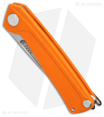 Acta Non Verba Knives Z200 Liner Lock Knife Orange G-10 (3.5" Stonewash) - Image 2