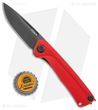 Acta Non Verba Knives Z200 Liner Lock Knife Red G-10 (3.5" Black DLC) - Image 4