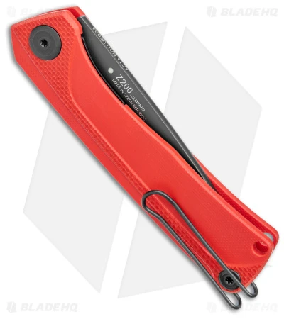 Acta Non Verba Knives Z200 Liner Lock Knife Red G-10 (3.5" Black DLC) - Image 3