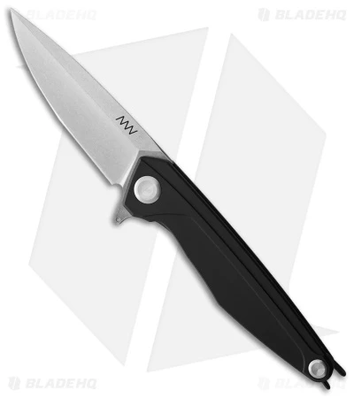 Acta Non Verba Knives Z300 Frame Lock Knife Black Aluminum (3.5" Stonewash)