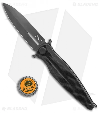 Acta Non Verba Knives Z400 Liner Lock Dagger Knife Black G-10 (4" Black DLC) - Image 4