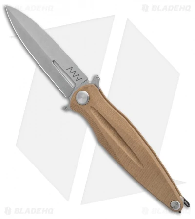 Acta Non Verba Knives Z400 Liner Lock Dagger Knife Coyote G-10 (4" Stonewash)