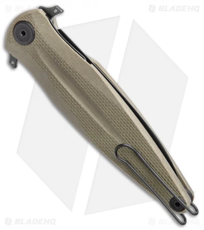 Acta Non Verba Knives Z400 Liner Lock Dagger Knife Olive G-10 (4" Black DLC) - Image 3