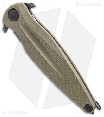 Acta Non Verba Knives Z400 Liner Lock Dagger Knife Olive G-10 (4" Black DLC) - Image 2