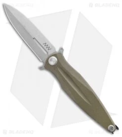 Acta Non Verba Knives Z400 Liner Lock Dagger Knife Olive G-10 (4" Stonewash)