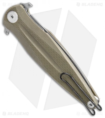 Acta Non Verba Knives Z400 Liner Lock Dagger Knife Olive G-10 (4" Stonewash) - Image 3