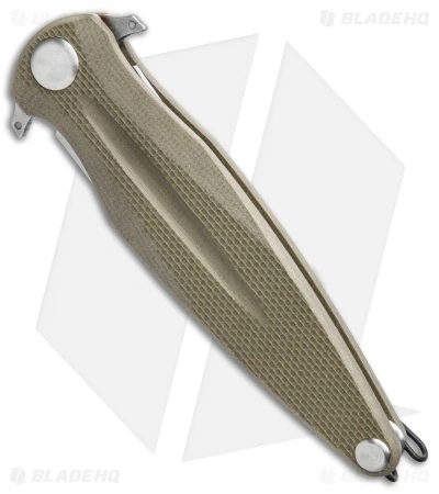 Acta Non Verba Knives Z400 Liner Lock Dagger Knife Olive G-10 (4" Stonewash) - Image 2