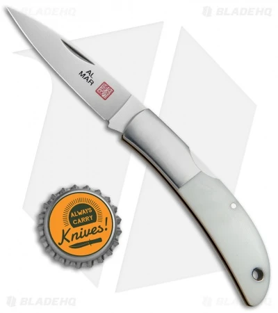 Al Mar Hawk Classic Gentleman's Pocket Knife White Micarta (2.5" Satin) 1002WM - Image 5