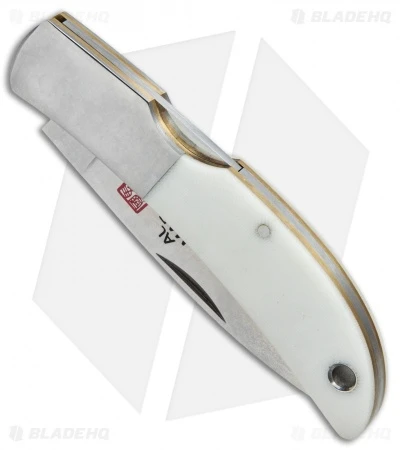Al Mar Hawk Classic Gentleman's Pocket Knife White Micarta (2.5" Satin) 1002WM - Image 2