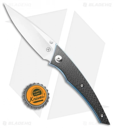 Alliance Designs Chisel Liner Lock Knife Carbon Fiber W/ Blue Liners (Satin) - Image 4