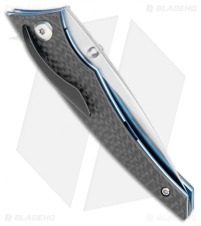Alliance Designs Chisel Liner Lock Knife Carbon Fiber W/ Blue Liners (Satin) - Image 3