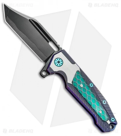 Andre De Villiers Custom Beast "Freak" Flipper Knife Green C-Tek (3.75" Black)