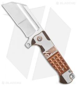 Andre De Villiers Custom War Hulk Flipper Knife Copper Frag/Mokuti (4" Satin)