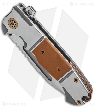 Andre De Villiers Tanto Frame Lock Knife Brown G-10 (3.75" Satin) - Image 2