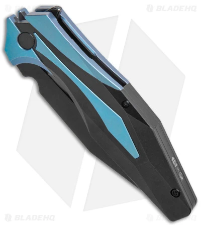 Arcane Design X Isham Bladeworks PLEXUS Knife Black/Blue Ti (3.5" Black M390) - Image 2