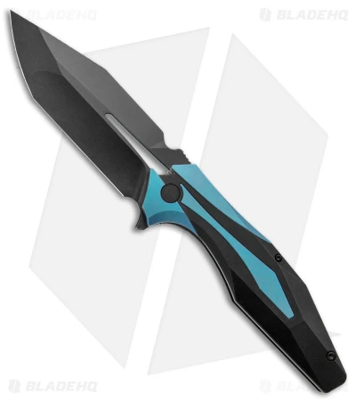 Arcane Design X Isham Bladeworks PLEXUS Knife Black/Blue Ti (3.5" Black M390)