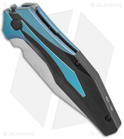 Arcane Design X Isham Bladeworks PLEXUS Knife Black/Blue Ti (3.5" Satin M390) - Image 2