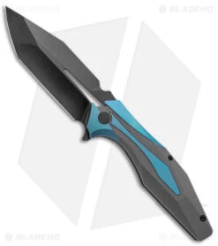 Arcane Design X Isham Bladeworks PLEXUS Knife SW Blue/Gray Ti (3.5" Black M390)