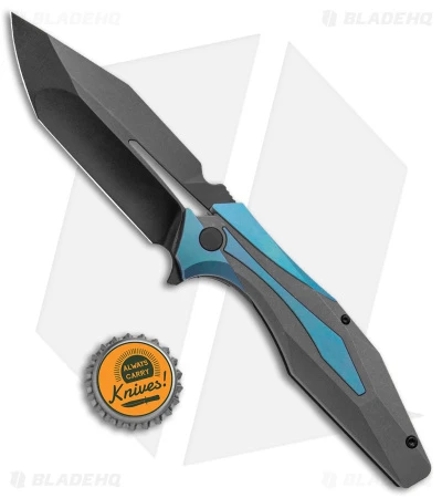 Arcane Design X Isham Bladeworks PLEXUS Knife SW Blue/Gray Ti (3.5" Black M390) - Image 4