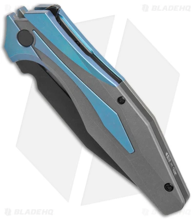 Arcane Design X Isham Bladeworks PLEXUS Knife SW Blue/Gray Ti (3.5" Black M390) - Image 2