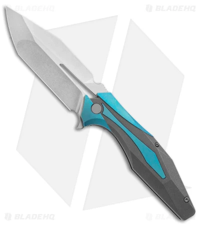 Arcane Design X Isham Bladeworks PLEXUS Knife SW Blue/Gray Ti (3.5" SW M390)