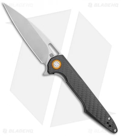 Artisan Cutlery Archaeo Liner Lock Flipper Knife Black CF (3.75" Stonewash)