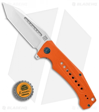 Artisan Cutlery Jungle Liner Lock Knife Orange G-10 (3.8" Stonewash) - Image 4