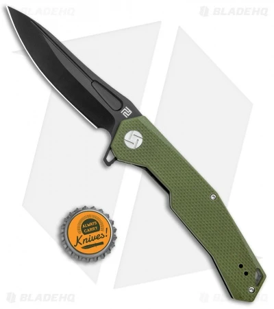 Artisan Cutlery Zumwalt Liner Lock Knife Textured OD Green G-10 (3.8" Black) - Image 4