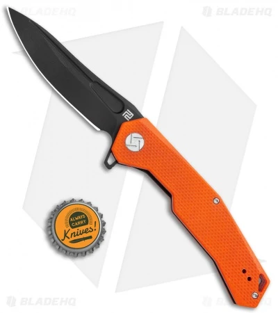 Artisan Cutlery Zumwalt Liner Lock Knife Textured Orange G-10 (3.8" Black) - Image 4